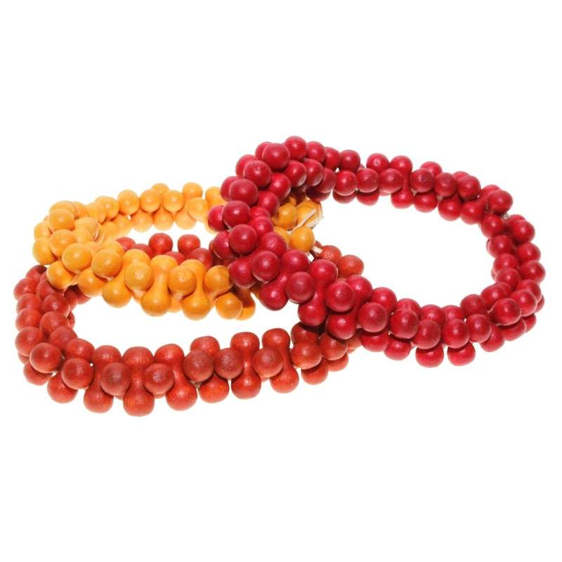 Bracelet - 3 x Multi-Coloured Wooden Beaded Bracelets. Autumn Colours - ML3225