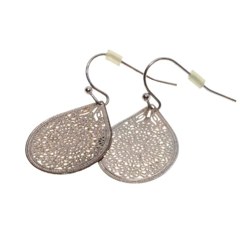 Earrings - Gold Tone Tear Drop Design with Tribal Texture. Very Detailed & Intricate - ML3231
