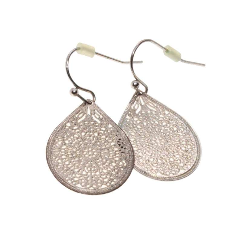 Earrings - Gold Tone Tear Drop Design with Tribal Texture. Very Detailed & Intricate - ML3231