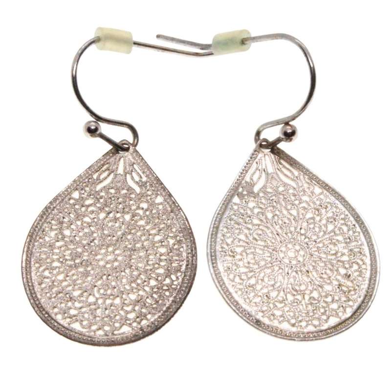 Earrings - Gold Tone Tear Drop Design with Tribal Texture. Very Detailed & Intricate - ML3231