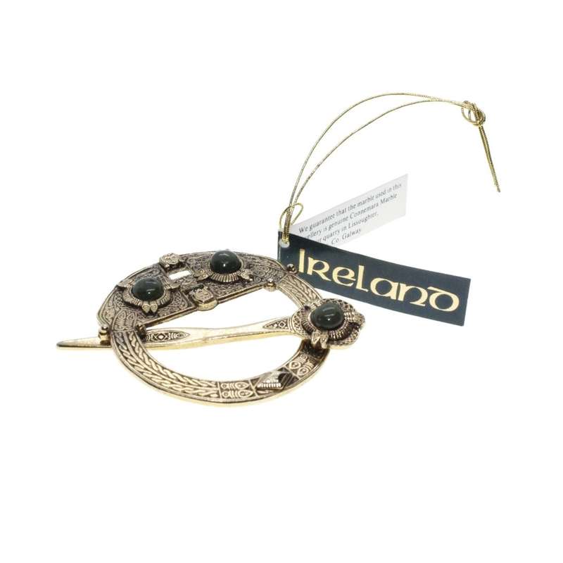 Brooch - Gold Tone Vintage Celtic Brooch. Connemara Marble. Made in Ireland. Stamped 2611 - ML3239