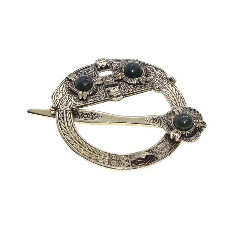 Brooch - Gold Tone Vintage Celtic Brooch. Connemara Marble. Made in Ireland. Stamped 2611 - ML3239