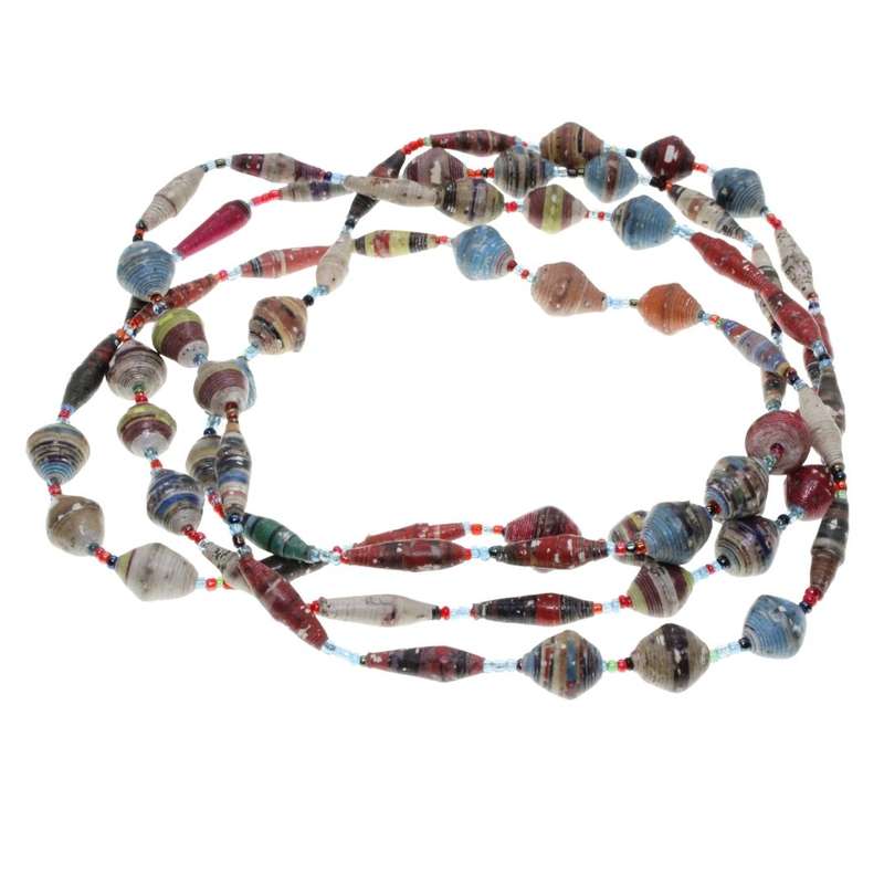 Necklace - Vintage Boho Handmade Rolled Paper Necklace - ML3245