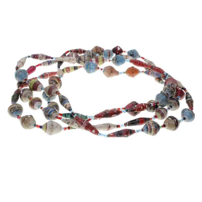 Necklace - Vintage Boho Handmade Rolled Paper Necklace - ML3245
