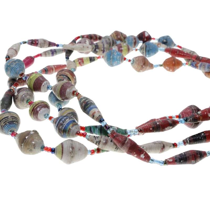 Necklace - Vintage Boho Handmade Rolled Paper Necklace - ML3245