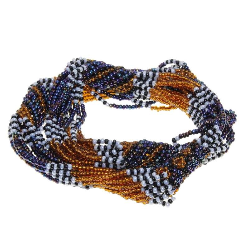 Necklace - Zulu Beaded Necklace. Multicoloured Multi strands - ML3247
