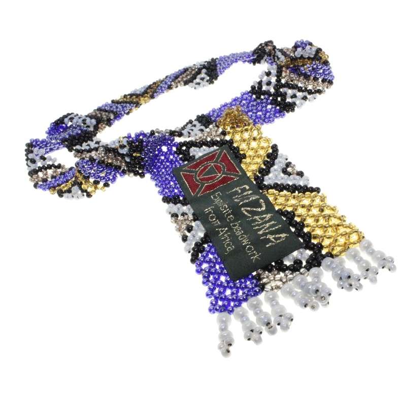 Necklace - Colourful handmade Xhosa Tribal Necklace . Fully Beaded - ML3250