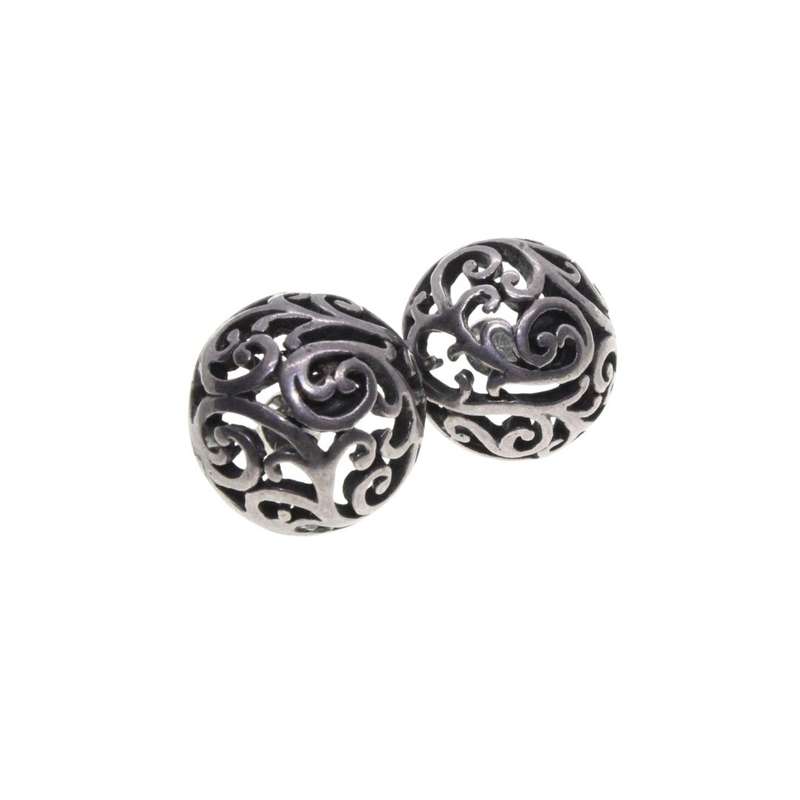 Earrings - Silver Tone Vintage Round Marcasite Design Earrings for Pierced Ears - ML3254
