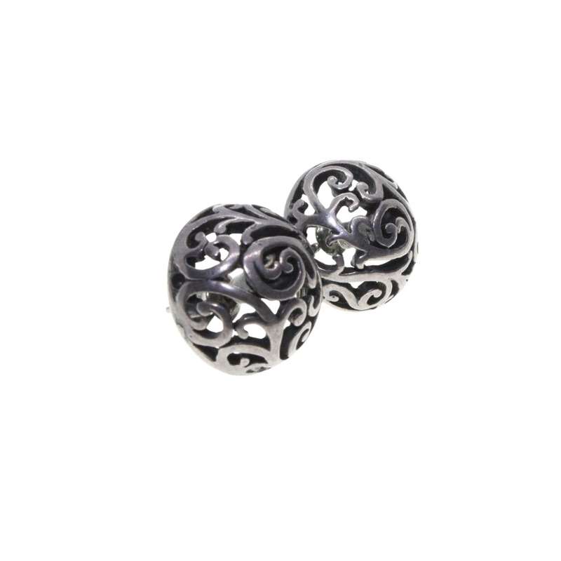 Earrings - Silver Tone Vintage Round Marcasite Design Earrings for Pierced Ears - ML3254