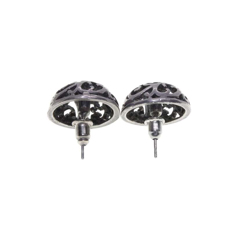 Earrings - Silver Tone Vintage Round Marcasite Design Earrings for Pierced Ears - ML3254