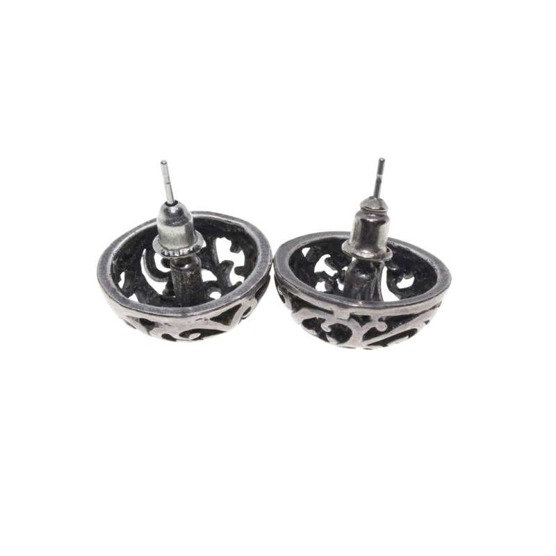 Earrings - Silver Tone Vintage Round Marcasite Design Earrings for Pierced Ears - ML3254