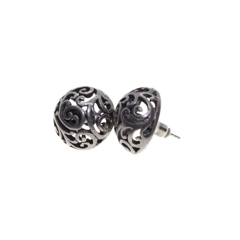 Earrings - Silver Tone Vintage Round Marcasite Design Earrings for Pierced Ears - ML3254