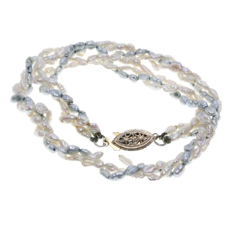 Necklace - Choker Gold Tone Clasp. Plaited Seed Pearls Choker - 3 colours - ML3257