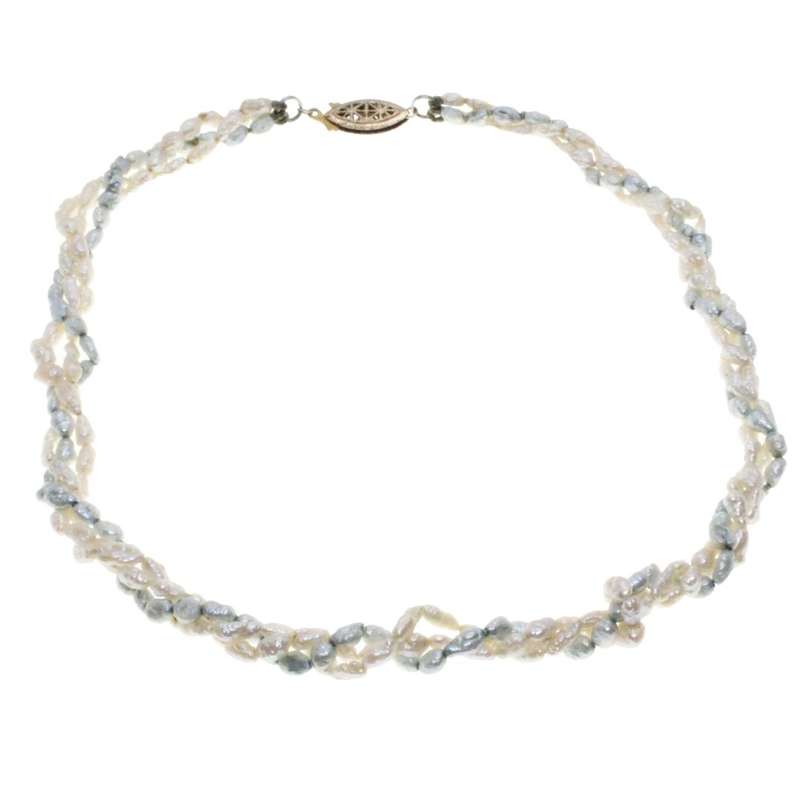 Necklace - Choker Gold Tone Clasp. Plaited Seed Pearls Choker - 3 colours - ML3257