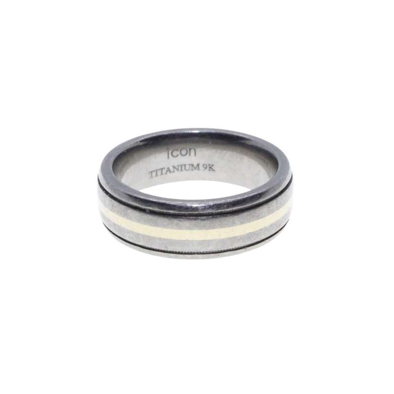 Ring - Vintage Gold Inlay Titanium Ring- Mens/Ladies Band - ML3262