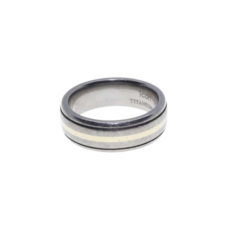 Ring - Vintage Gold Inlay Titanium Ring- Mens/Ladies Band - ML3262