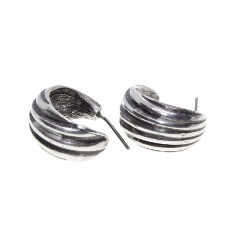 Earrings - Silver Tone Small Huggy Earrings for Pierced Ears - ML3263