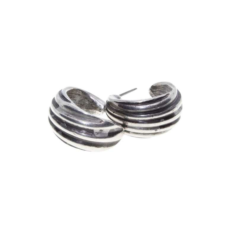 Earrings - Silver Tone Small Huggy Earrings for Pierced Ears - ML3263