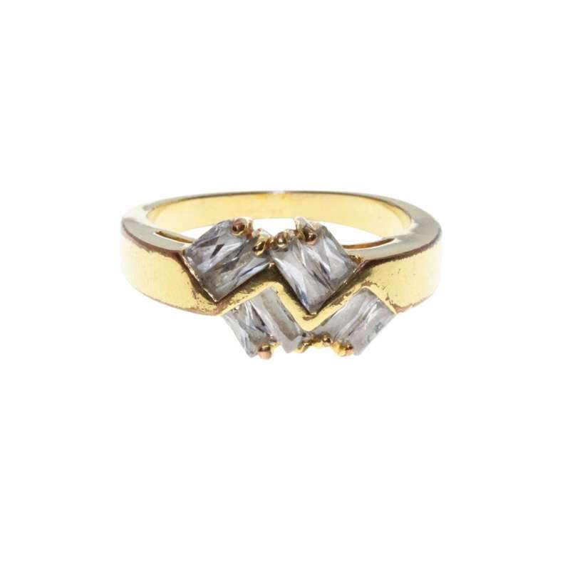 Ring - Gold Tone Dainty Fashion Band with Stunning Clear Rhinestone Centre Design - ML3269