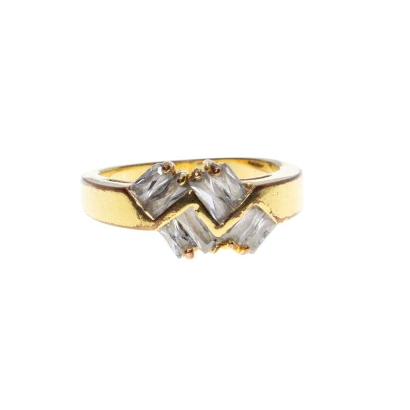 Ring - Gold Tone Dainty Fashion Band with Stunning Clear Rhinestone Centre Design - ML3269