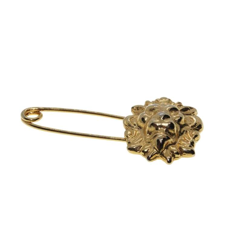 Brooch - Vintage Gold Tone Lion Head Pin - ML3270