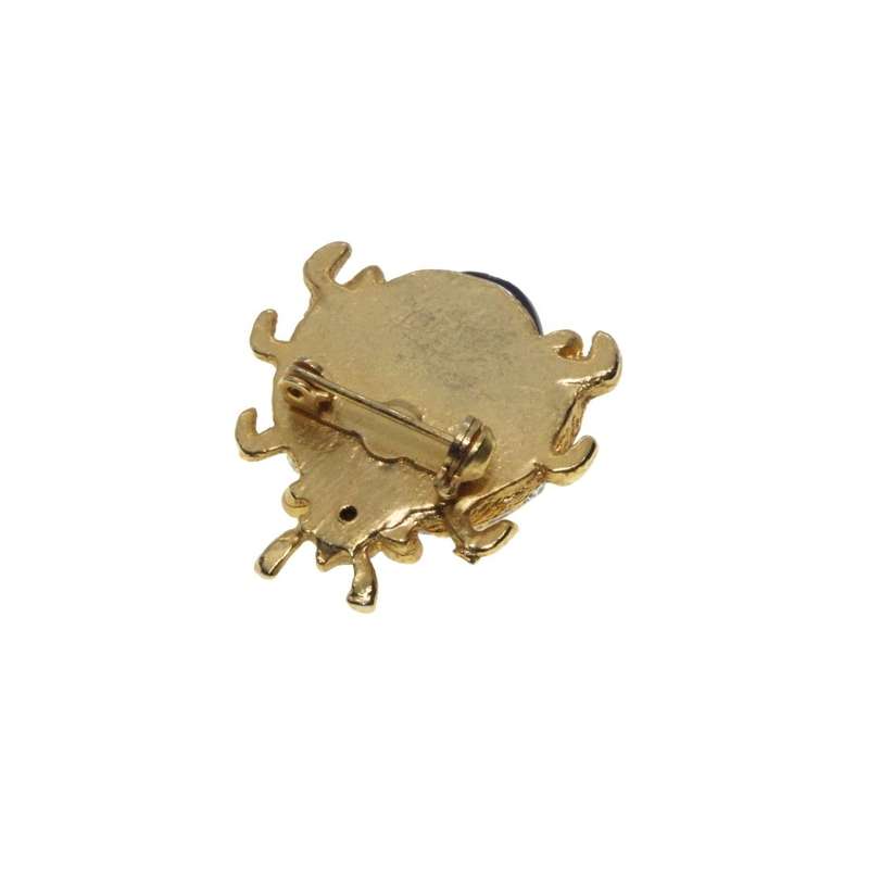 Brooch - Gold Tone Vintage Royal Blue Jelly Belly Rhinestone Mini LadyBug Brooch Pin - ML3284