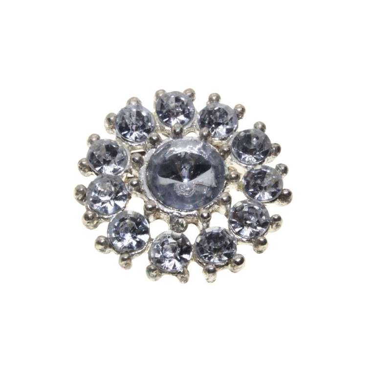 Brooch - Silver Tone Vintage Intricate Unique 12 Diamante Designed Brooch - ML3285