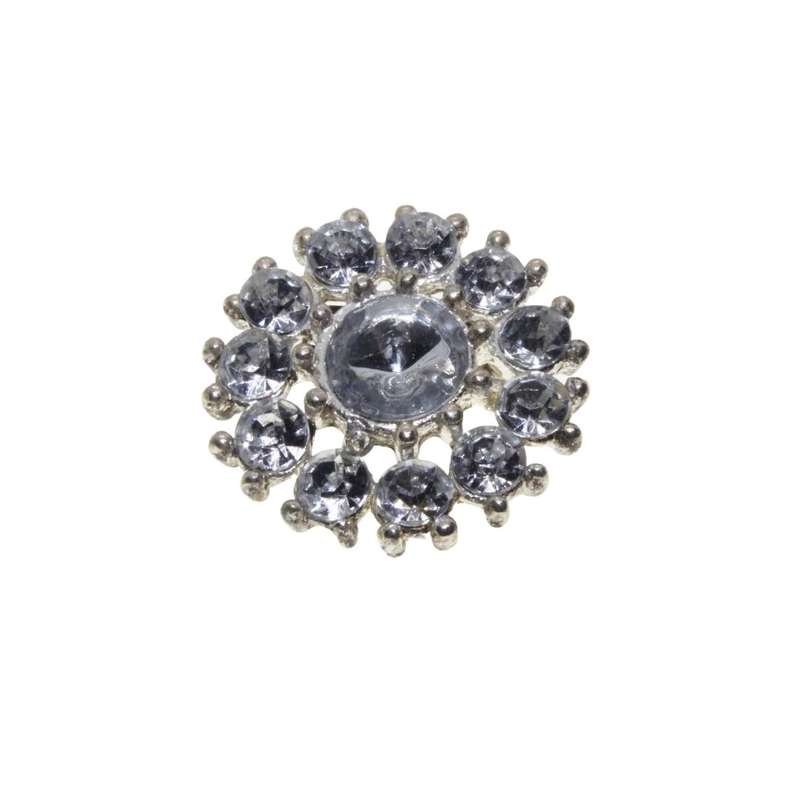 Brooch - Silver Tone Vintage Intricate Unique 12 Diamante Designed Brooch - ML3285