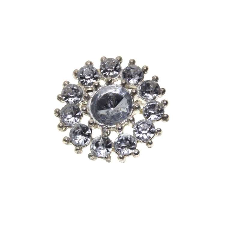 Brooch - Silver Tone Vintage Intricate Unique 12 Diamante Designed Brooch - ML3285