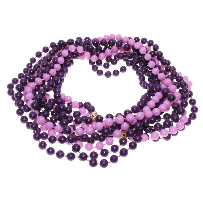 Necklace - Gold Tone Clasp. Vintage Gatsby Style. Purple & Lilac Beads - ML3294