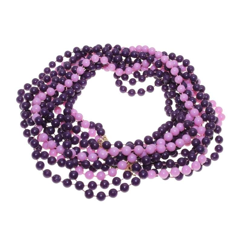 Necklace - Gold Tone Clasp. Vintage Gatsby Style. Purple & Lilac Beads - ML3294