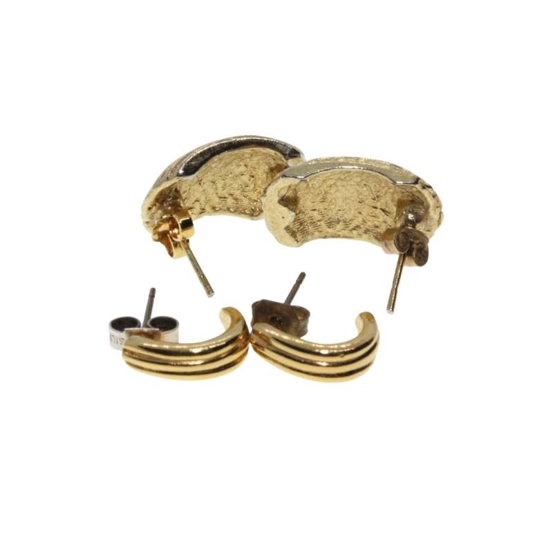 Earrings - Gold Tone x 2 Pairs Huggy Earrings. Pierced Ears - ML3297