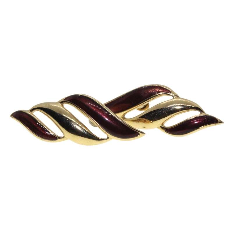 Earrings - Gold Tone with Plum Colour. 3 Tier for Pierced Ears - ML3298