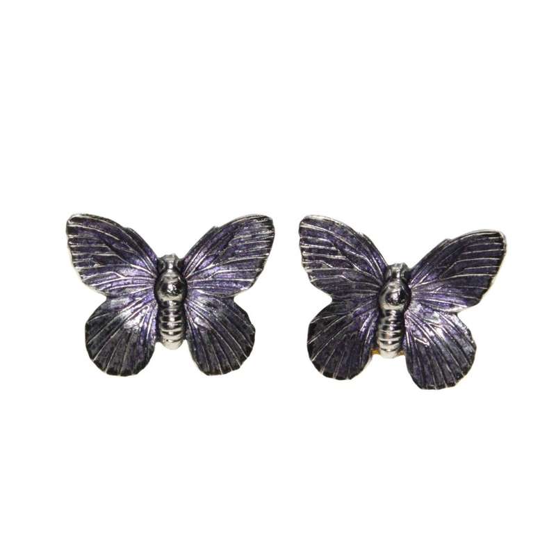 Earrings - Silver Tone Vintage Butterfly Earrings for Pierced Ears - ML3299