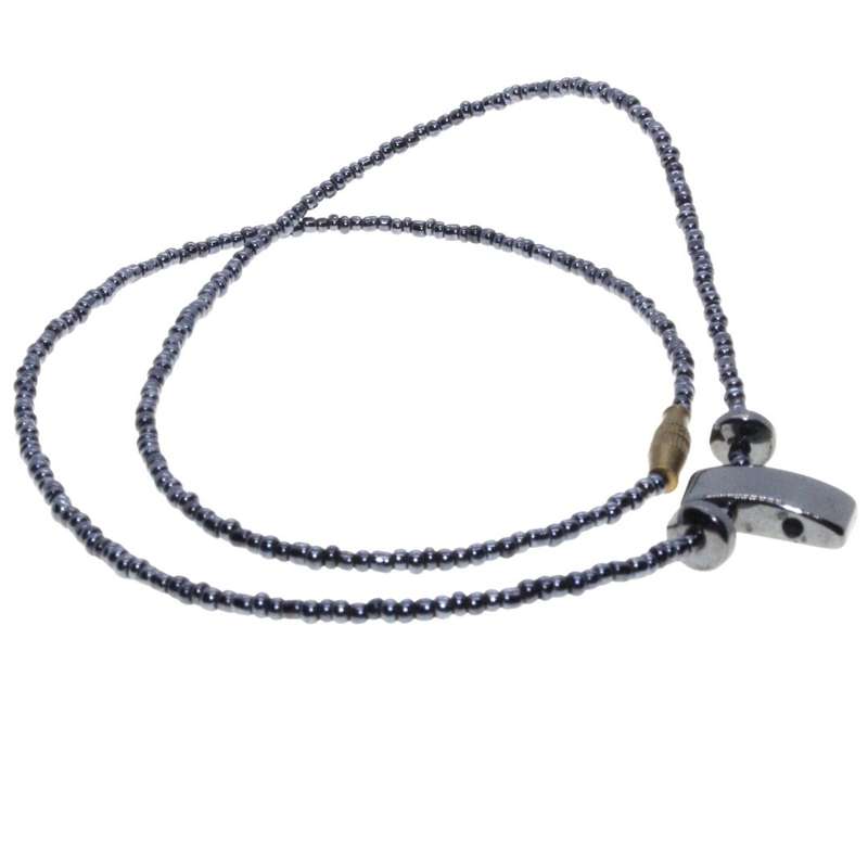 Necklace - Hematite Vintage Beaded Necklace - ML3302