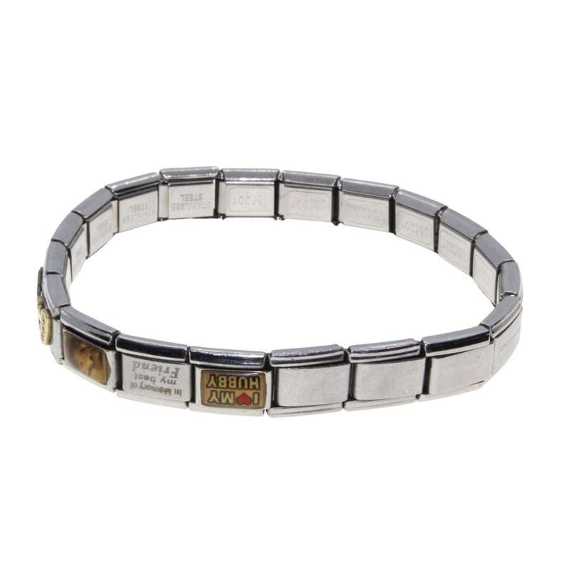 Bracelet - Stainless Steel Nomination Bracelet. 11 x Different Charms, 9 Plain Links - ML3311