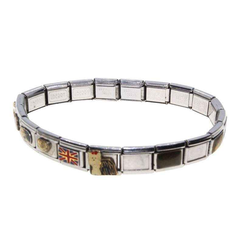 Bracelet - Stainless Steel Nomination Bracelet. 11 x Different Charms, 9 Plain Links - ML3311