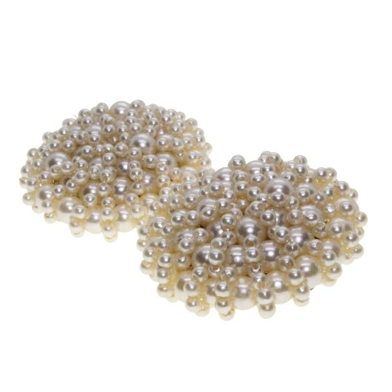 Earrings - Silver Tone Vinatge Faux Pearls set in round Cluster. Clip Ons - ML3315