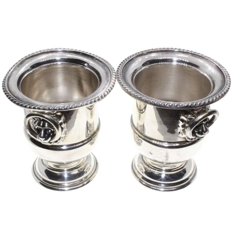 Antiques - Vintage Silver Plated  Lion Handle Toothpick Holders. Stamped Sheffield. - ML3323