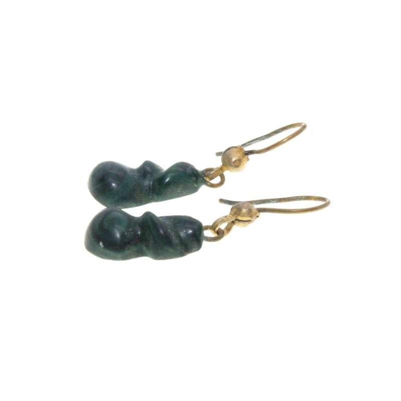 Earrings - Gold Tone Dangle Jade Colour Earrings for Pierced Ears - ML3324