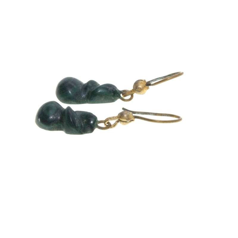 Earrings - Gold Tone Dangle Jade Colour Earrings for Pierced Ears - ML3324