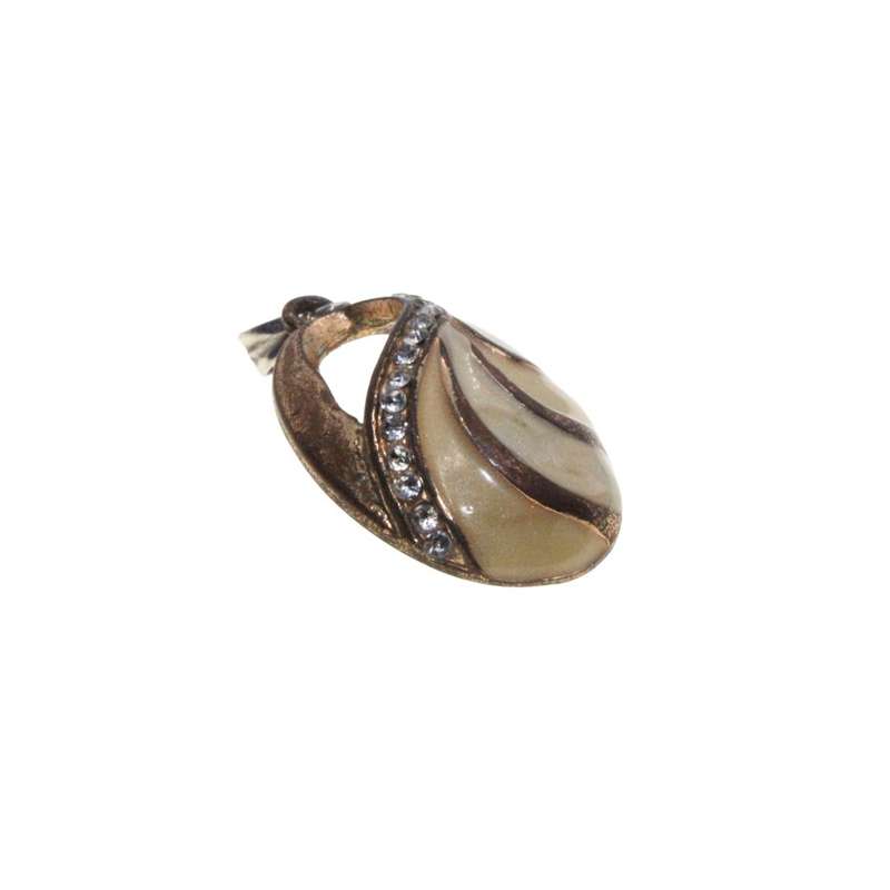 Pendant - Gold Tone Pendant with Enamel and Diamantes. Strip of gold tone - ML3330