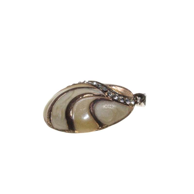 Pendant - Gold Tone Pendant with Enamel and Diamantes. Strip of gold tone - ML3330