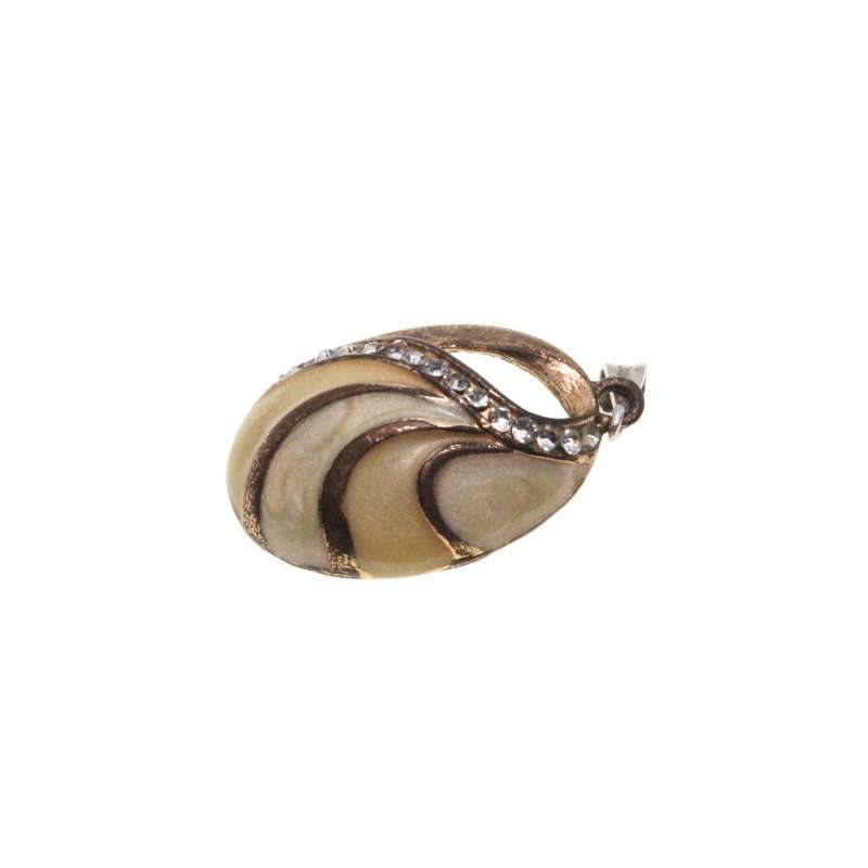 Pendant - Gold Tone Pendant with Enamel and Diamantes. Strip of gold tone - ML3330