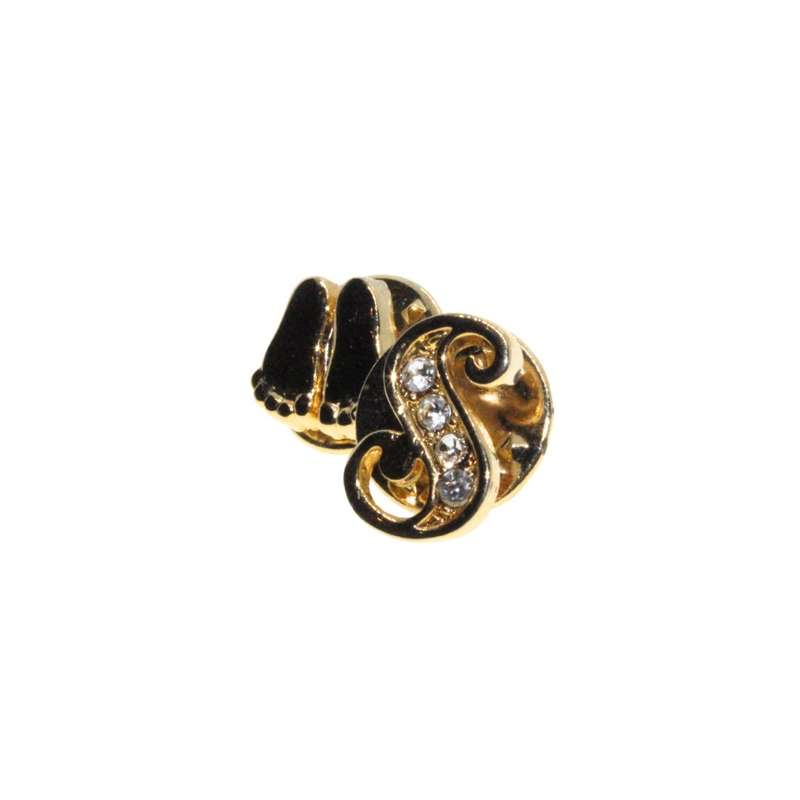 Tie Pins - Gold Tone Vintage One with an S initial with Diamantes. One with feet - ML3331