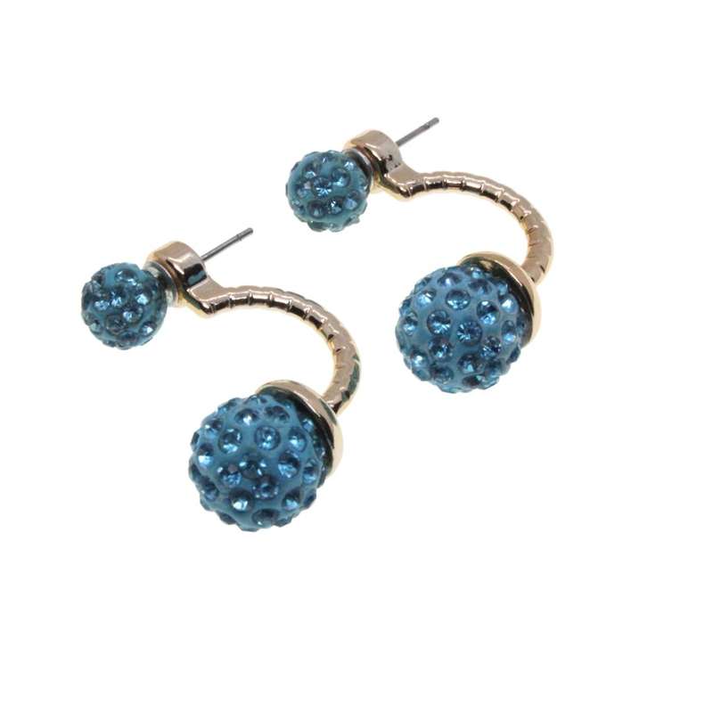 Earrings - EaShamballa Stud Earrings with Turquoise Rhinestones - ML3333