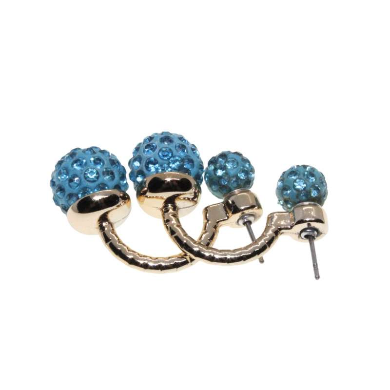 Earrings - EaShamballa Stud Earrings with Turquoise Rhinestones - ML3333