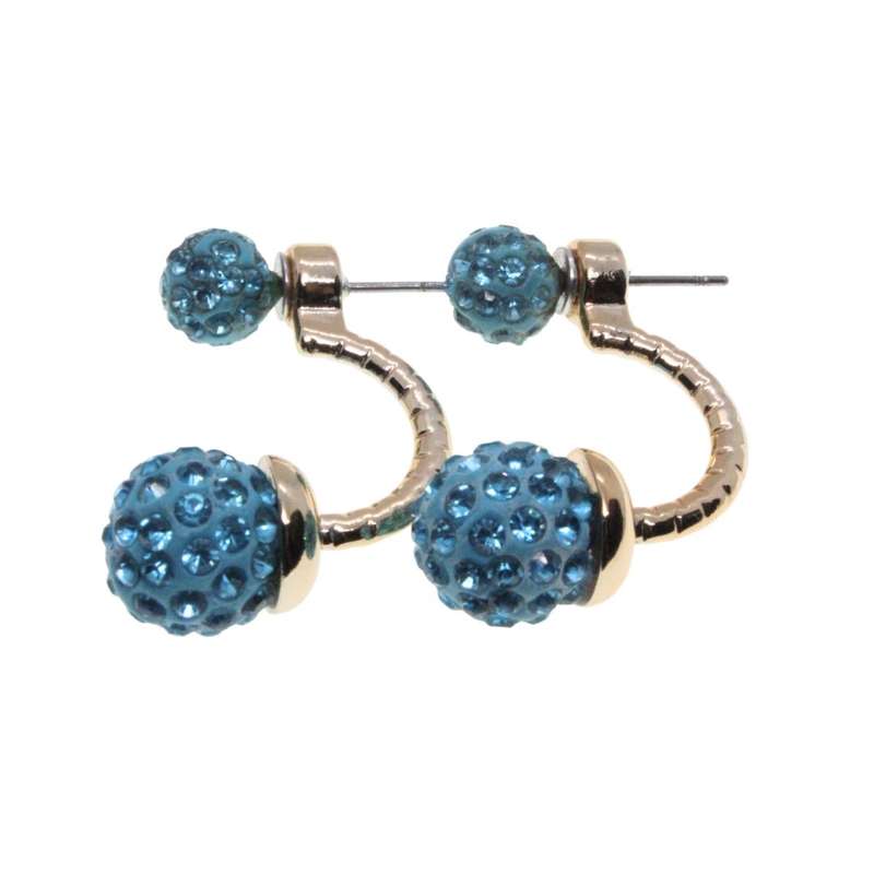 Earrings - EaShamballa Stud Earrings with Turquoise Rhinestones - ML3333