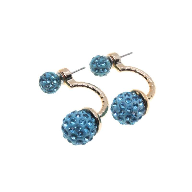 Earrings - EaShamballa Stud Earrings with Turquoise Rhinestones - ML3333