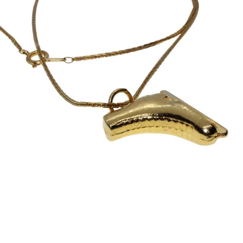 Necklace - Gold Tone Chain with a Detailed Ice-Skating Boot Pendant - ML3349